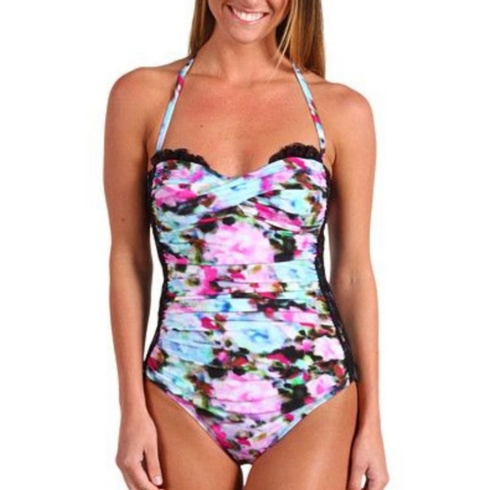 Spanx Floral Watercolor One Piece Swimsuit - Picture 2 of 9